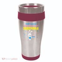 Happy Easter Birthday Bunny Cake Bday Party 16oz Travel Tumbler thumb 0