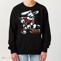 Happy Easter Bunny Playing Hockey Easter Sport Women's Sweatshirt thumb 0