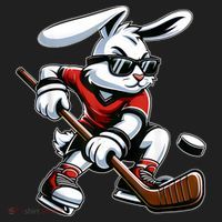 Happy Easter Bunny Playing Hockey Easter Sport Women's Sweatshirt thumb 2