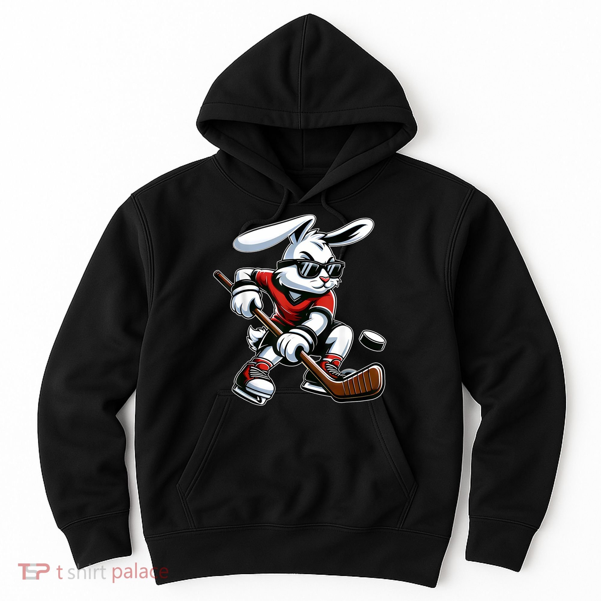 Happy Easter Bunny Playing Hockey Easter Sport Hoodie