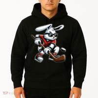 Happy Easter Bunny Playing Hockey Easter Sport Hoodie thumb 2