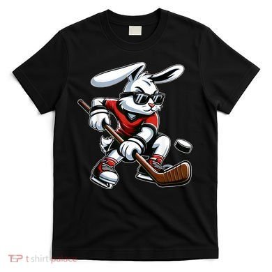 Happy Easter Bunny Playing Hockey Easter Sport T-Shirt