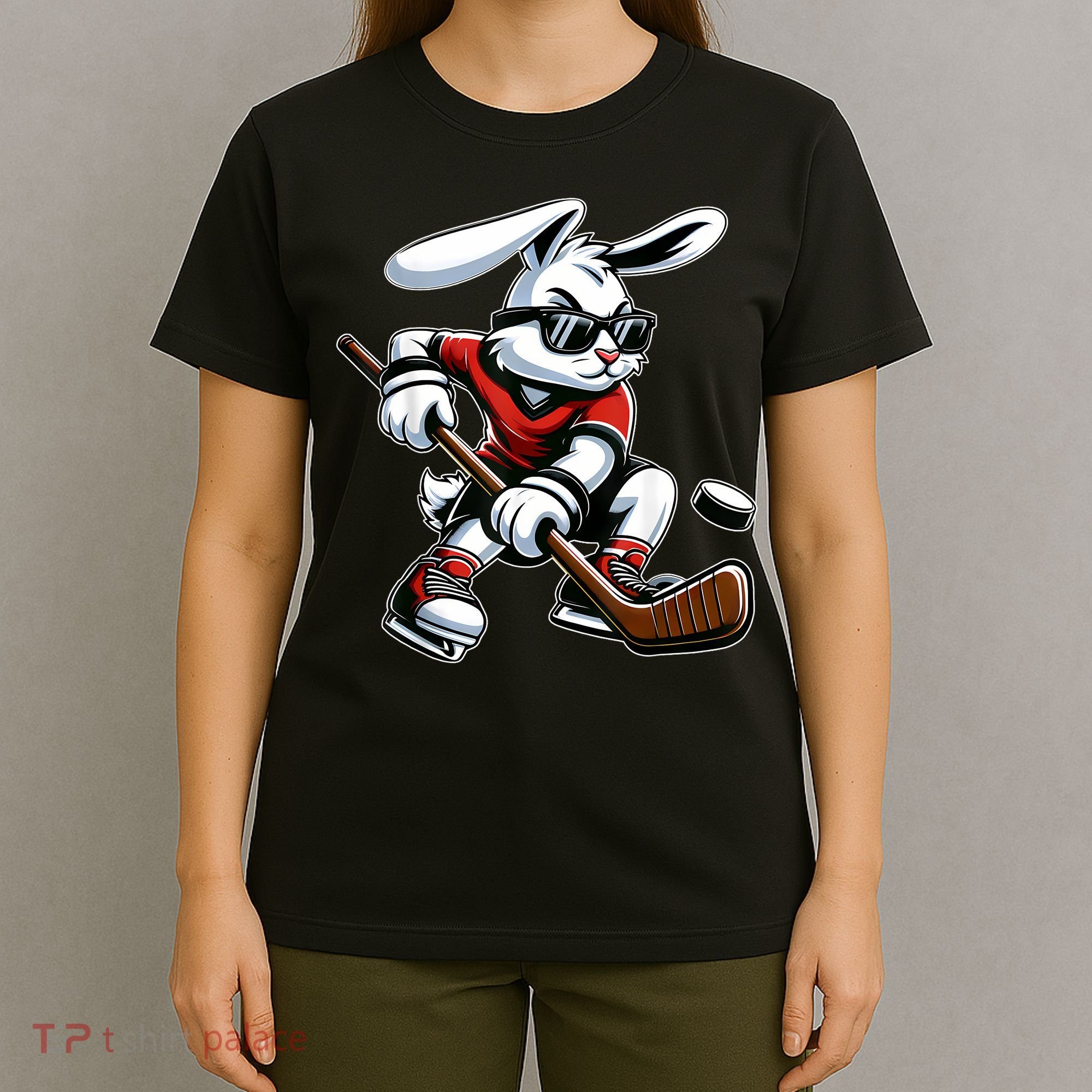 Happy Easter Bunny Playing Hockey Easter Sport T-Shirt