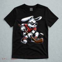 Happy Easter Bunny Playing Hockey Easter Sport T-Shirt thumb 5