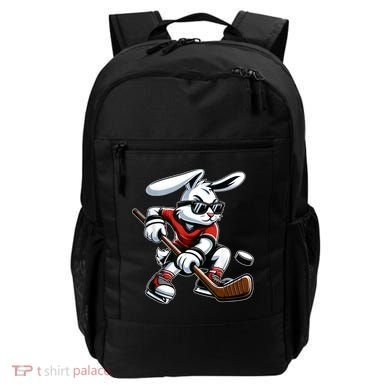 Happy Easter Bunny Playing Hockey Easter Sport Backpack