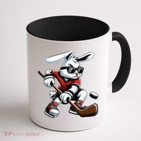 Happy Easter Bunny Playing Hockey Easter Sport Coffee Mug thumb 1
