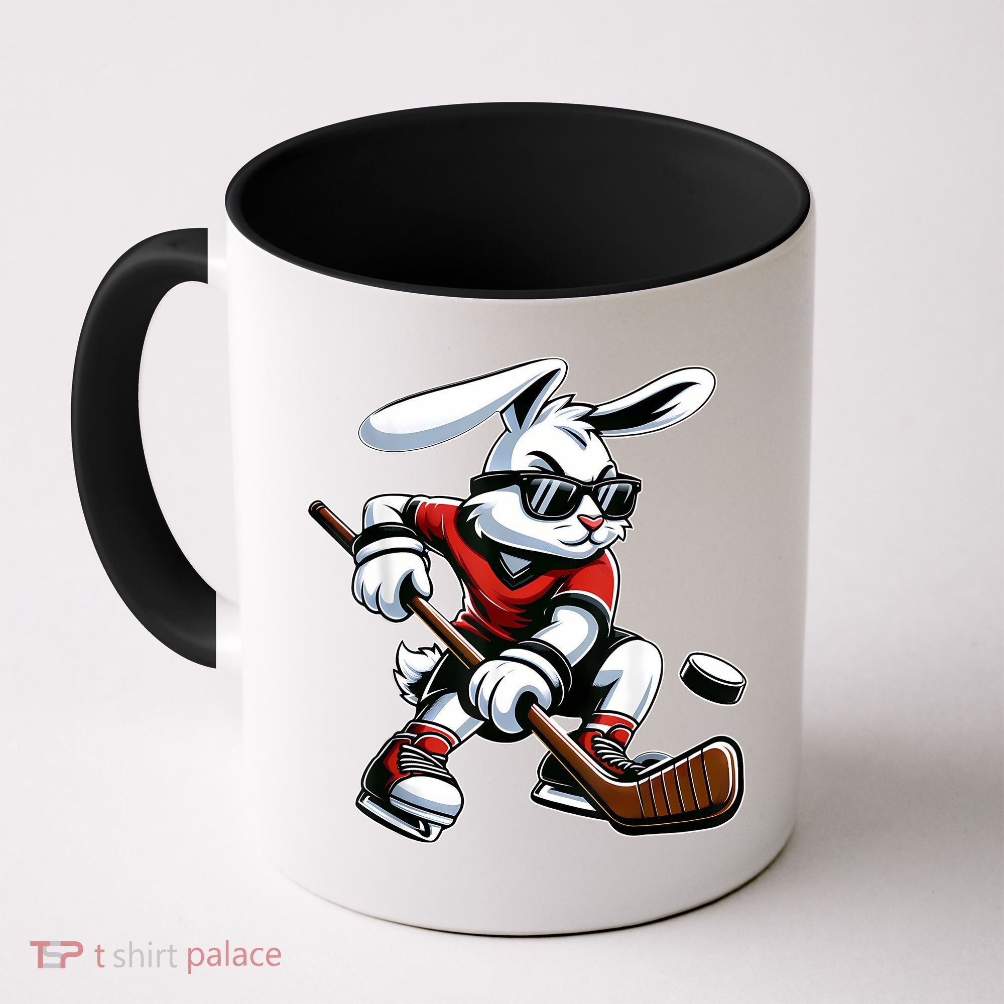 Happy Easter Bunny Playing Hockey Easter Sport Coffee Mug