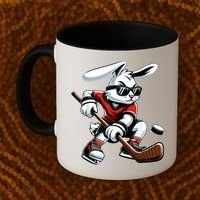 Happy Easter Bunny Playing Hockey Easter Sport Coffee Mug thumb 2