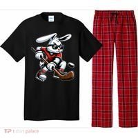 Happy Easter Bunny Playing Hockey Easter Sport Pajama Set thumb 0