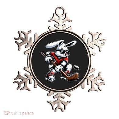 Happy Easter Bunny Playing Hockey Easter Sport Ornament