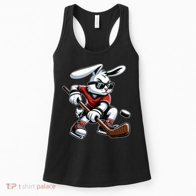 Happy Easter Bunny Playing Hockey Easter Sport Women's Tank Top