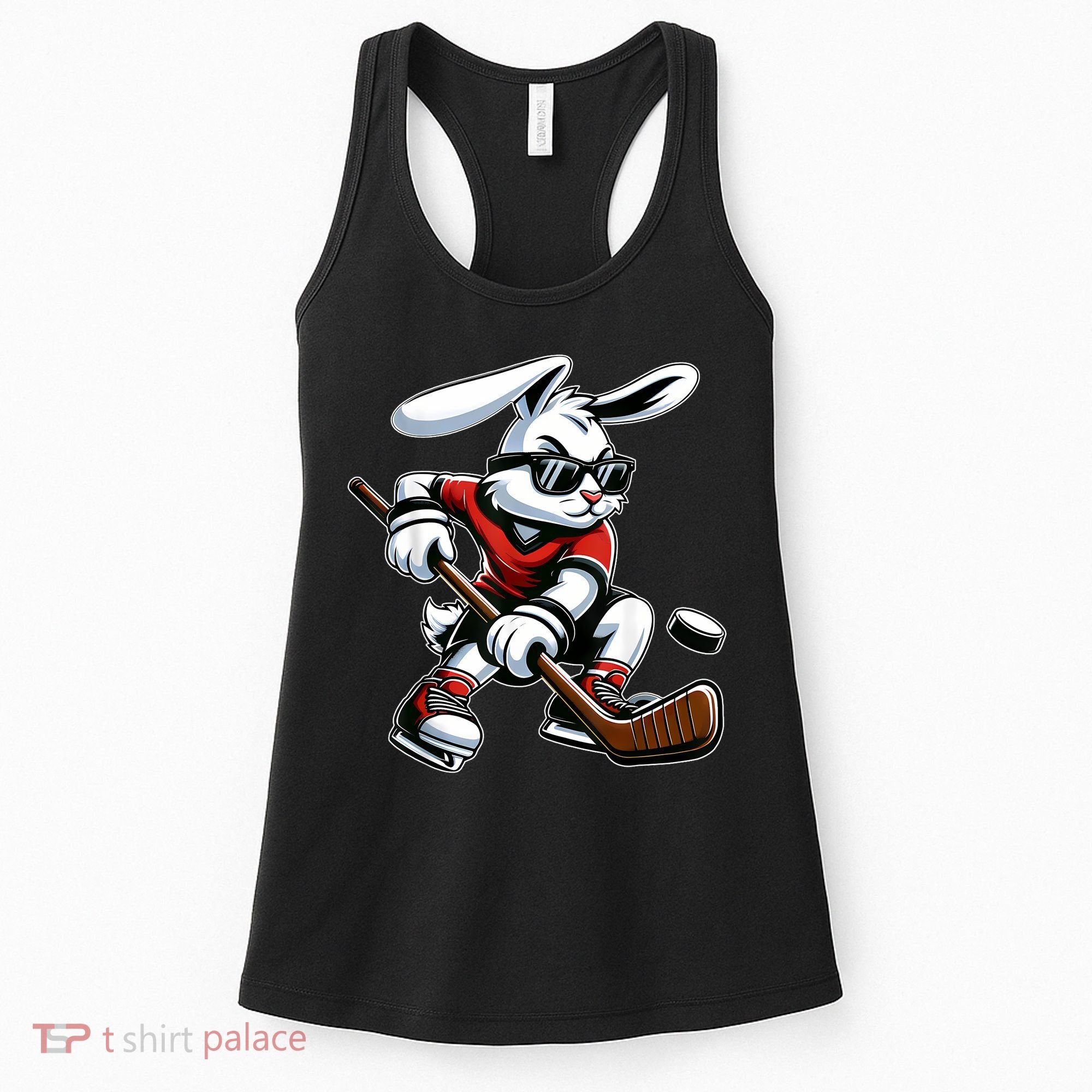 Happy Easter Bunny Playing Hockey Easter Sport Women's Tank Top