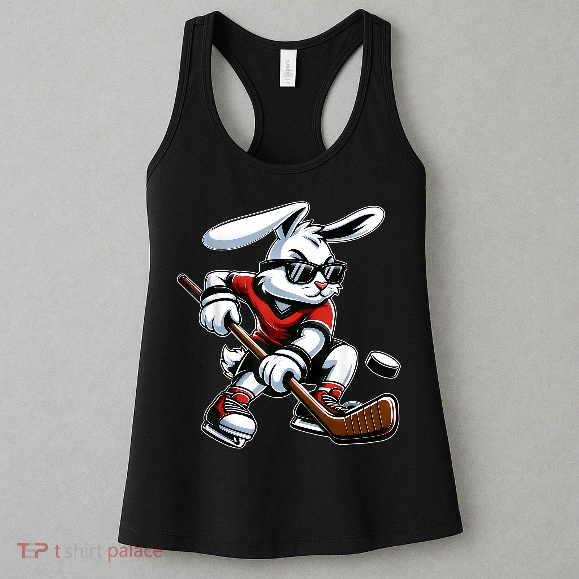 Happy Easter Bunny Playing Hockey Easter Sport Women's Tank Top