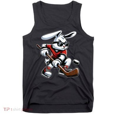 Happy Easter Bunny Playing Hockey Easter Sport Tank Top