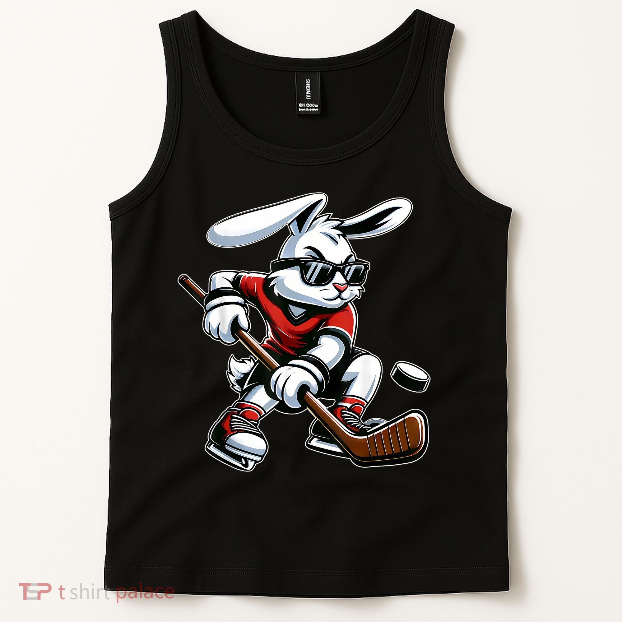Happy Easter Bunny Playing Hockey Easter Sport Tank Top