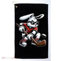 Happy Easter Bunny Playing Hockey Easter Sport Golf Towel thumb 0