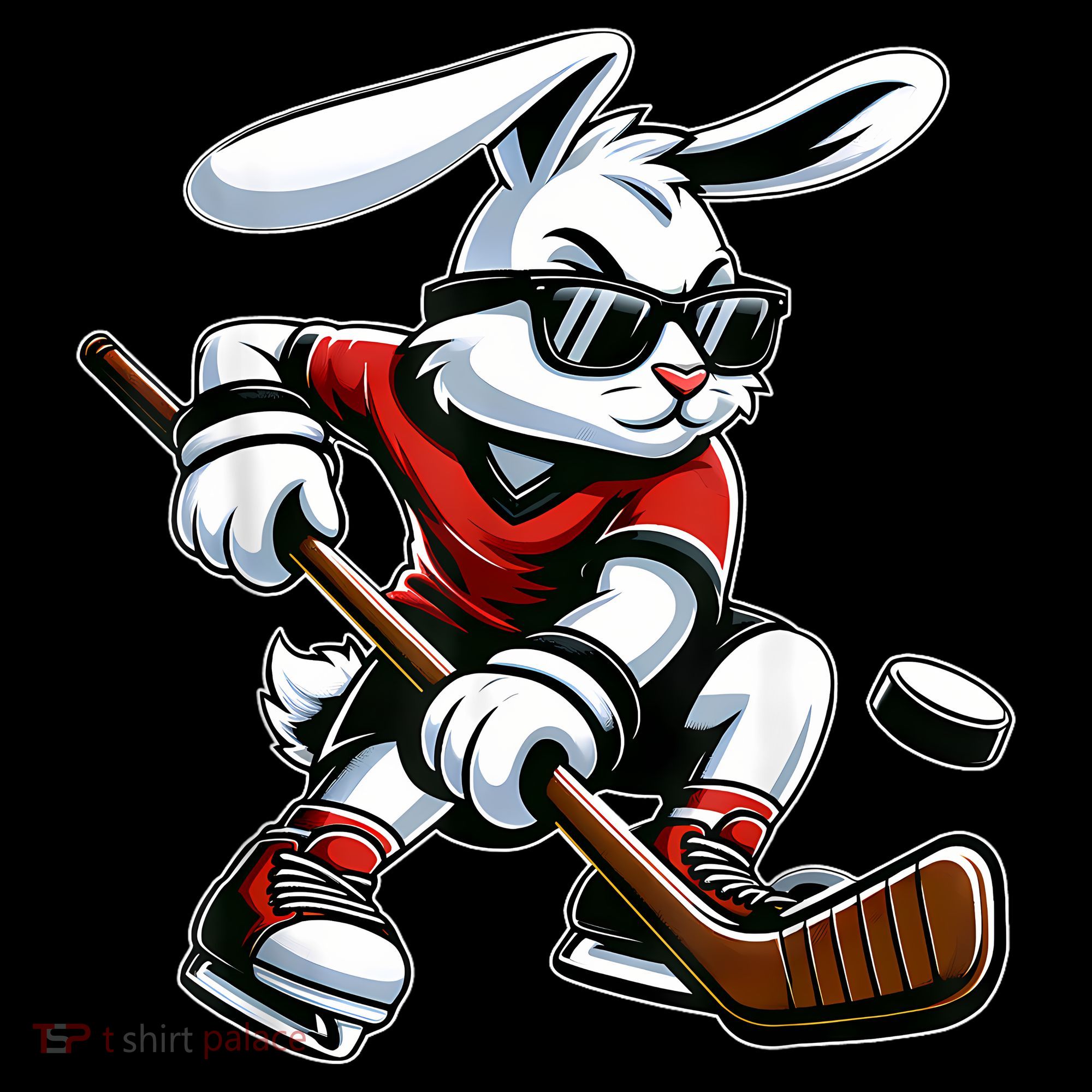 Happy Easter Bunny Playing Hockey Easter Sport Visor