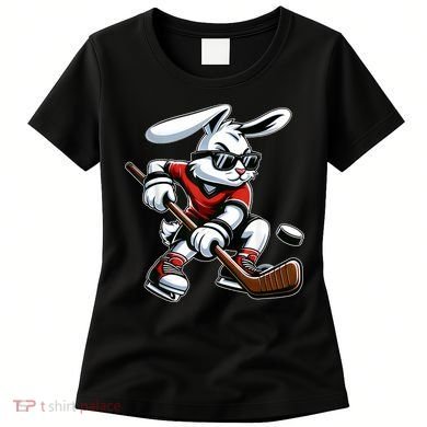 Happy Easter Bunny Playing Hockey Easter Sport Women's T-Shirt