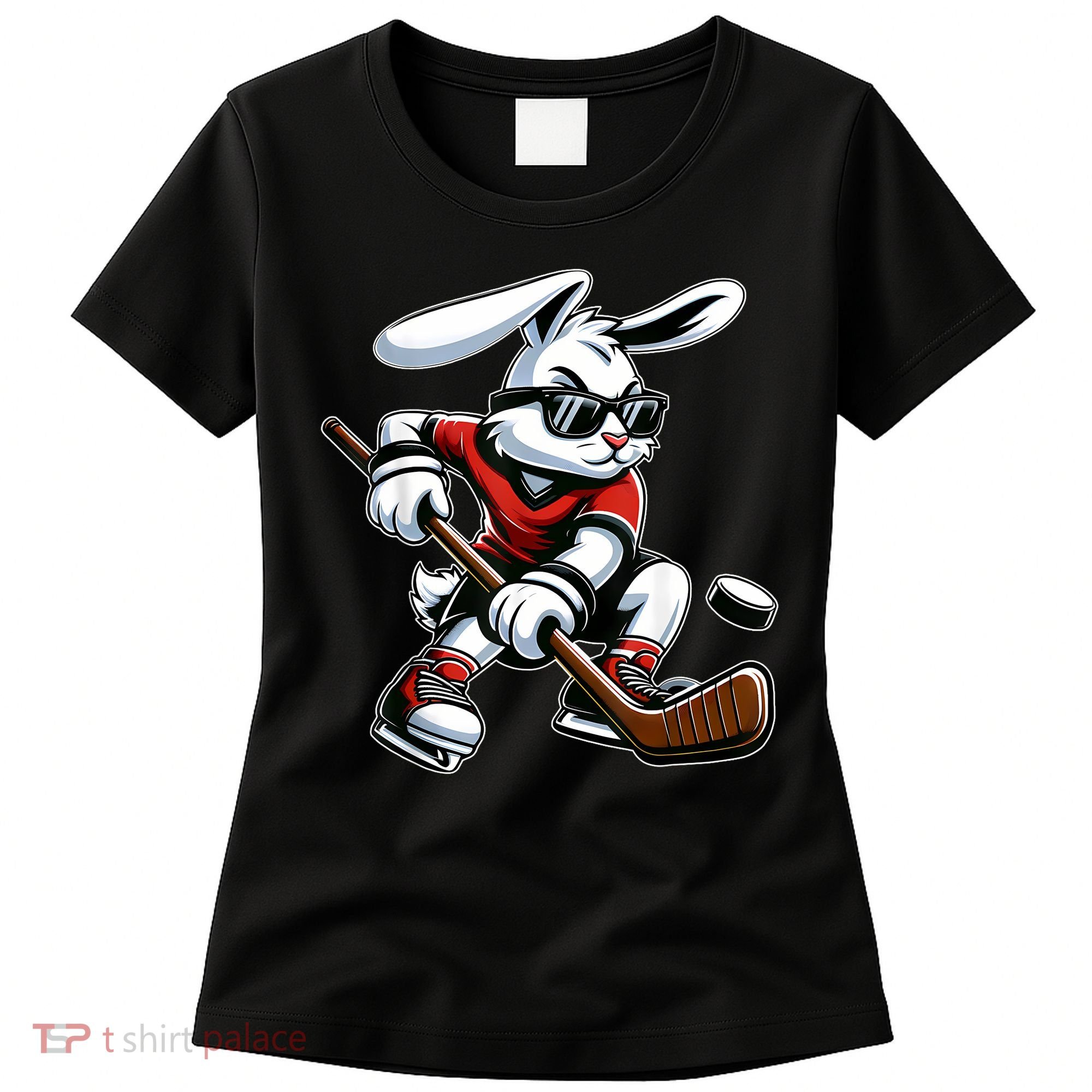 Happy Easter Bunny Playing Hockey Easter Sport Women's T-Shirt
