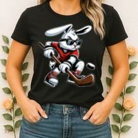 Happy Easter Bunny Playing Hockey Easter Sport Women's T-Shirt thumb 2