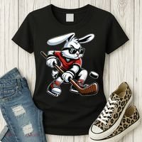 Happy Easter Bunny Playing Hockey Easter Sport Women's T-Shirt thumb 3