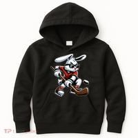 Happy Easter Bunny Playing Hockey Easter Sport Kids Hoodie thumb 0