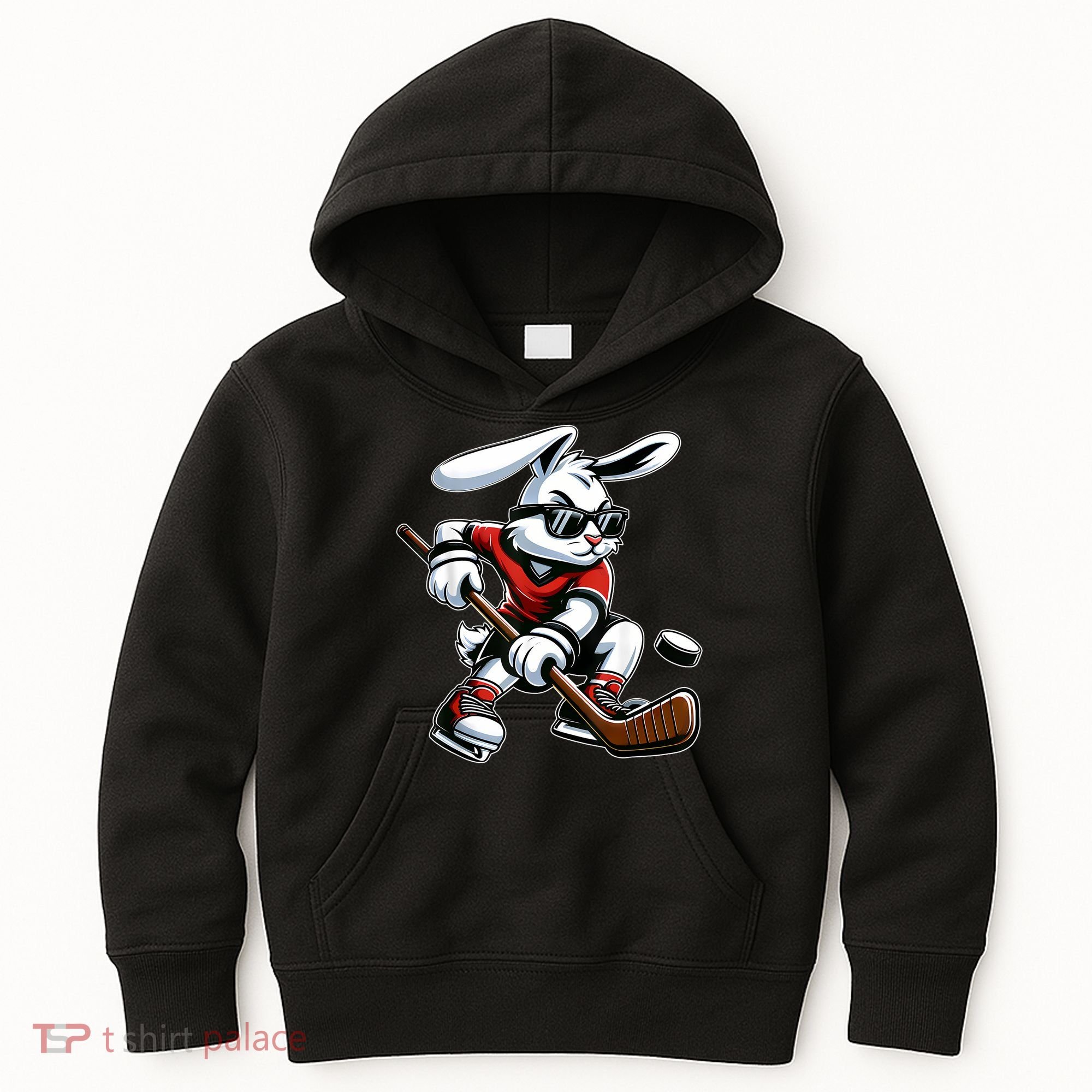 Happy Easter Bunny Playing Hockey Easter Sport Kids Hoodie