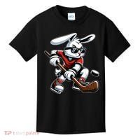 Happy Easter Bunny Playing Hockey Easter Sport Kids T-Shirt thumb 0