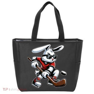 Happy Easter Bunny Playing Hockey Easter Sport Tote Bag