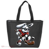 Happy Easter Bunny Playing Hockey Easter Sport Tote Bag thumb 0