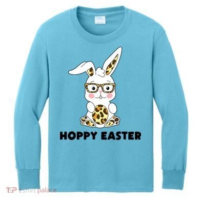Hoppy Easter Bunny Cute Holiday Kids Long Sleeve Shirt