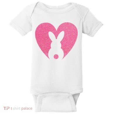 Heart Easter Bunny Baby Bodysuit