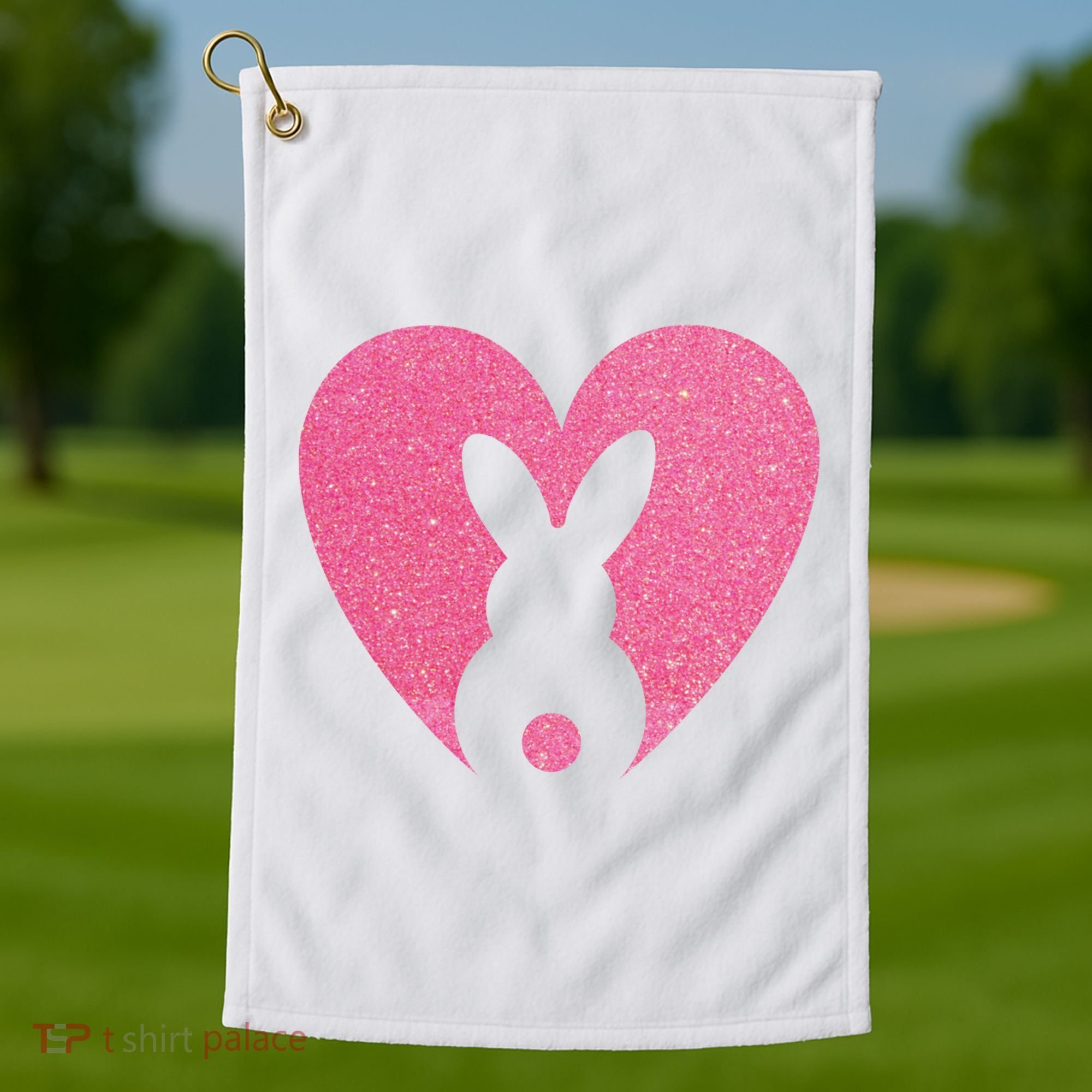 Heart Easter Bunny Golf Towel