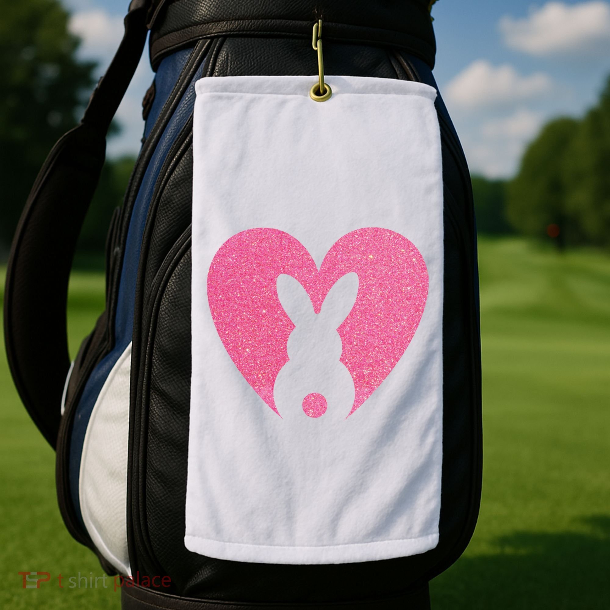 Heart Easter Bunny Golf Towel