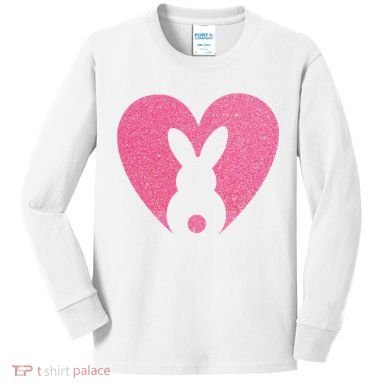 Heart Easter Bunny Kids Long Sleeve Shirt