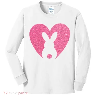 Heart Easter Bunny Kids Long Sleeve Shirt