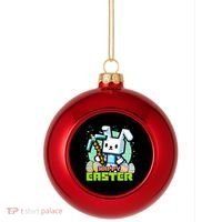 Happy Easter Bunny Gaming Plastic Christmas Ball Ornament thumb 0