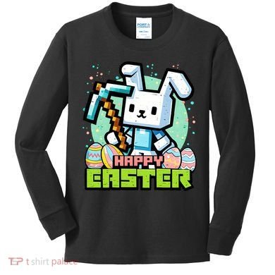 Happy Easter Bunny Gaming Kids Long Sleeve Shirt