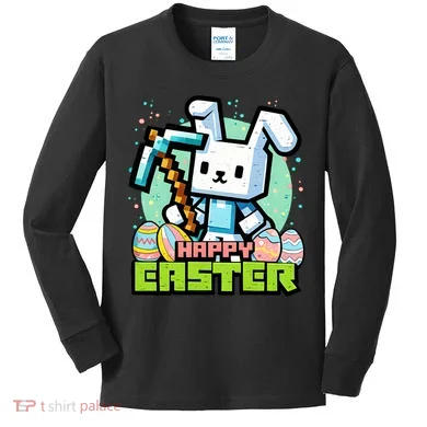 Happy Easter Bunny Gaming Kids Long Sleeve Shirt