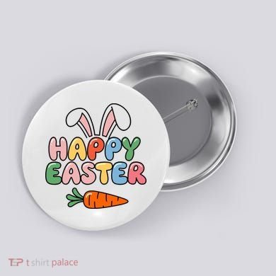 Happy Easter Bunny Ears Button