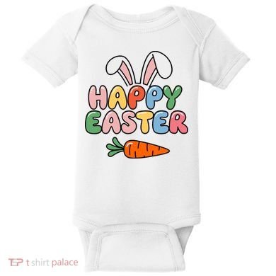 Happy Easter Bunny Ears Baby Bodysuit