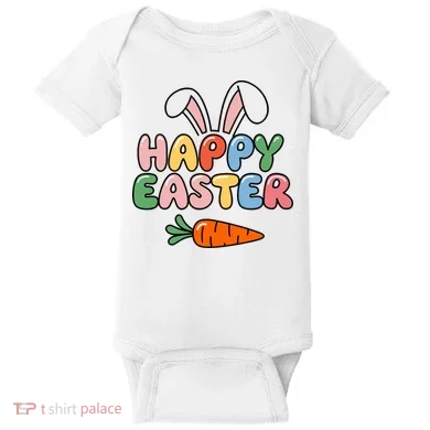 Happy Easter Bunny Ears Baby Bodysuit