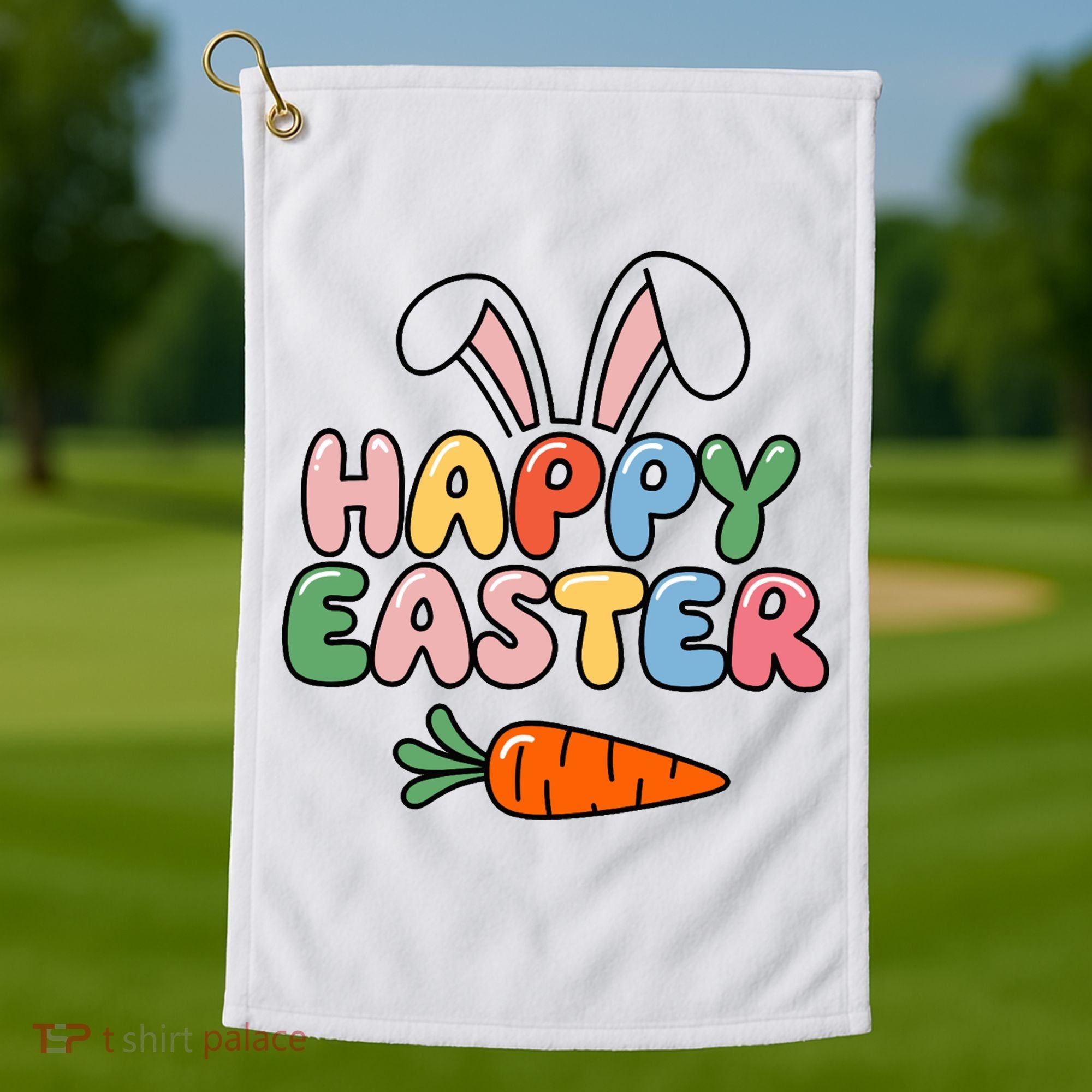 Happy Easter Bunny Ears Golf Towel