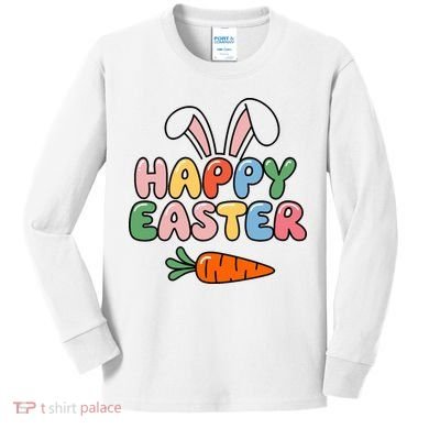Happy Easter Bunny Ears Kids Long Sleeve Shirt