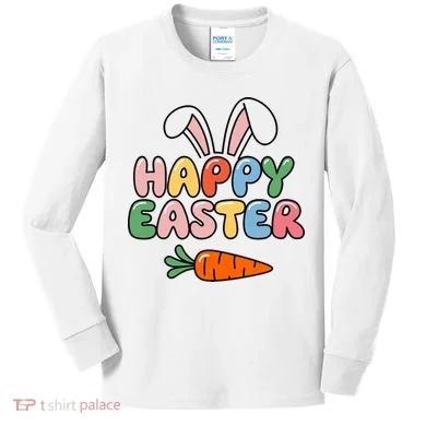 Happy Easter Bunny Ears Kids Long Sleeve Shirt