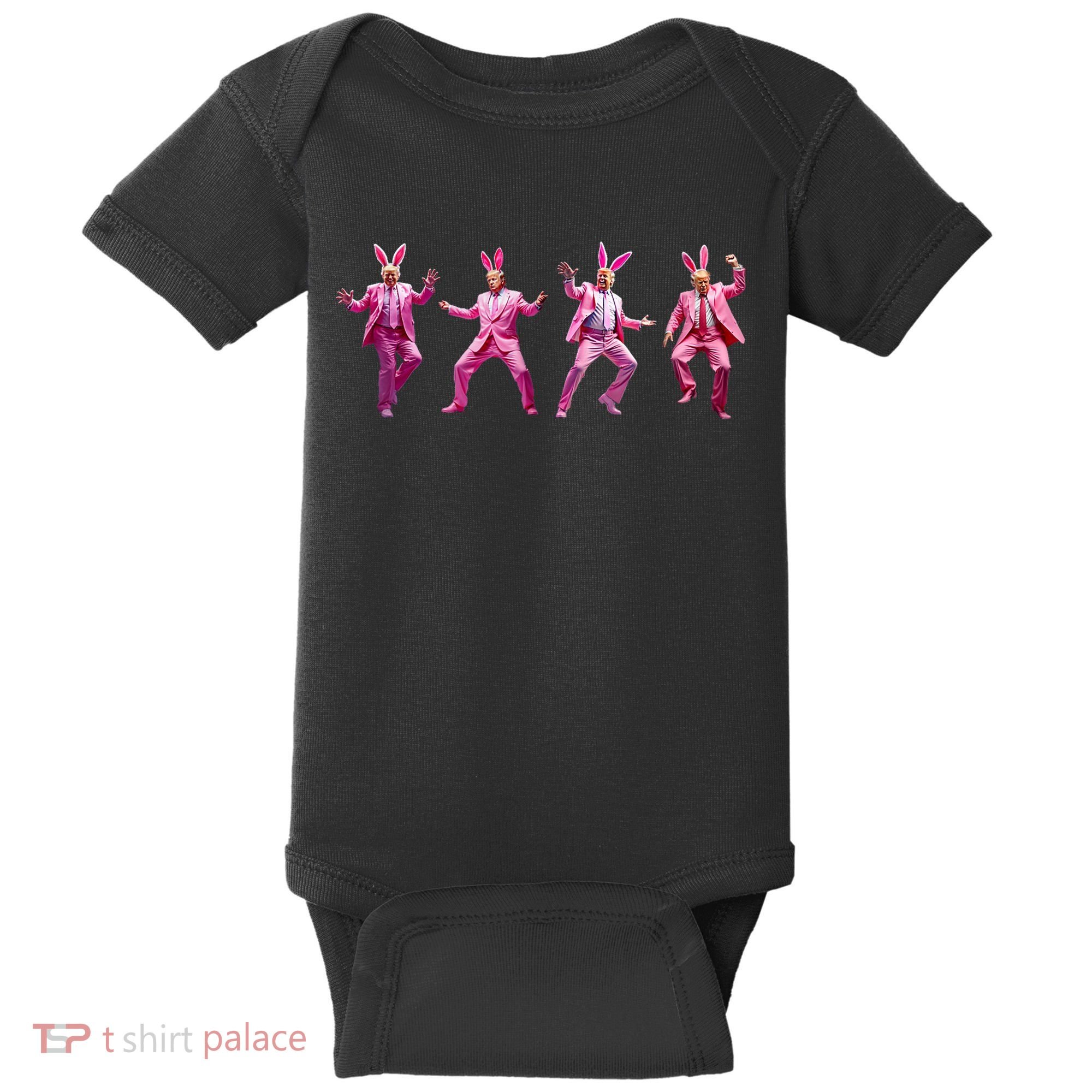 Happy Easter Bunny Spring Hunt Eggs Rabbit Funny Trump Dance Baby Bodysuit