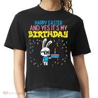 Happy Easter Birthday Bunny Cake Bday Party Comfort Colors Boxy T-Shirt thumb 0