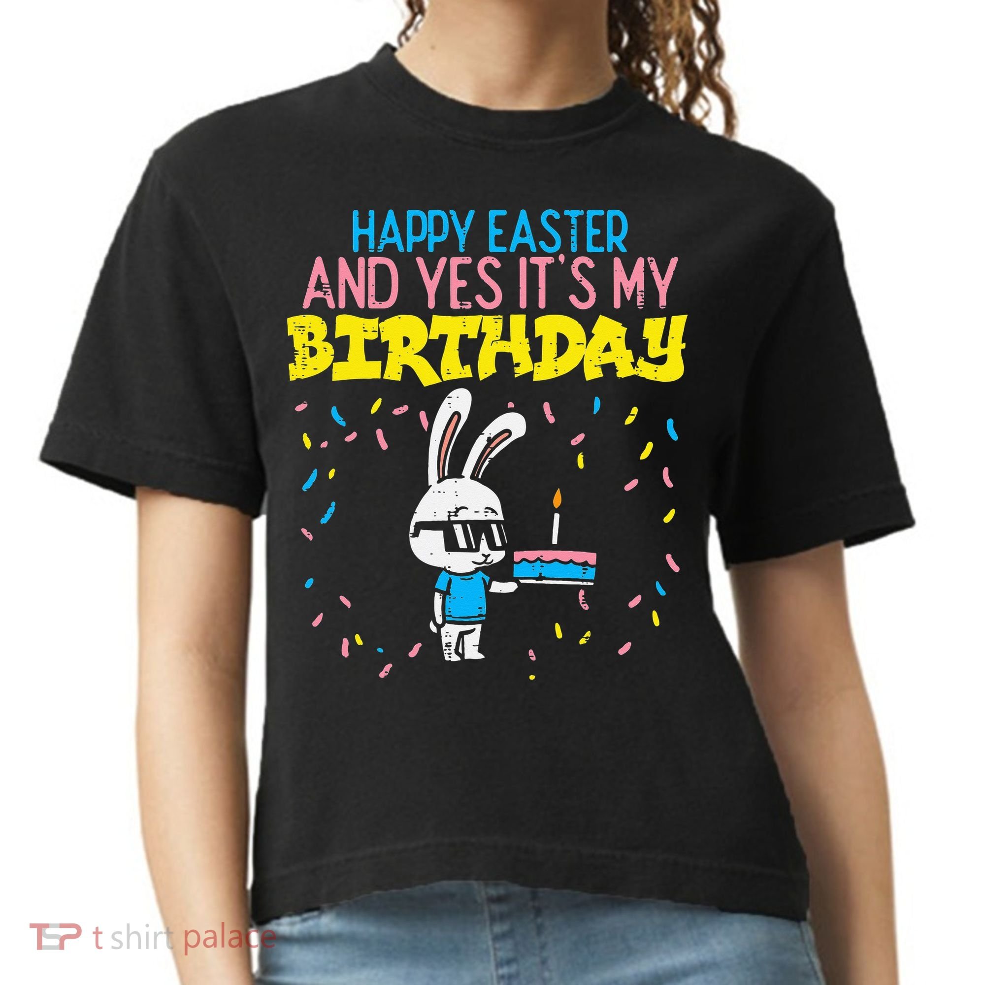 Happy Easter Birthday Bunny Cake Bday Party Comfort Colors Boxy T-Shirt