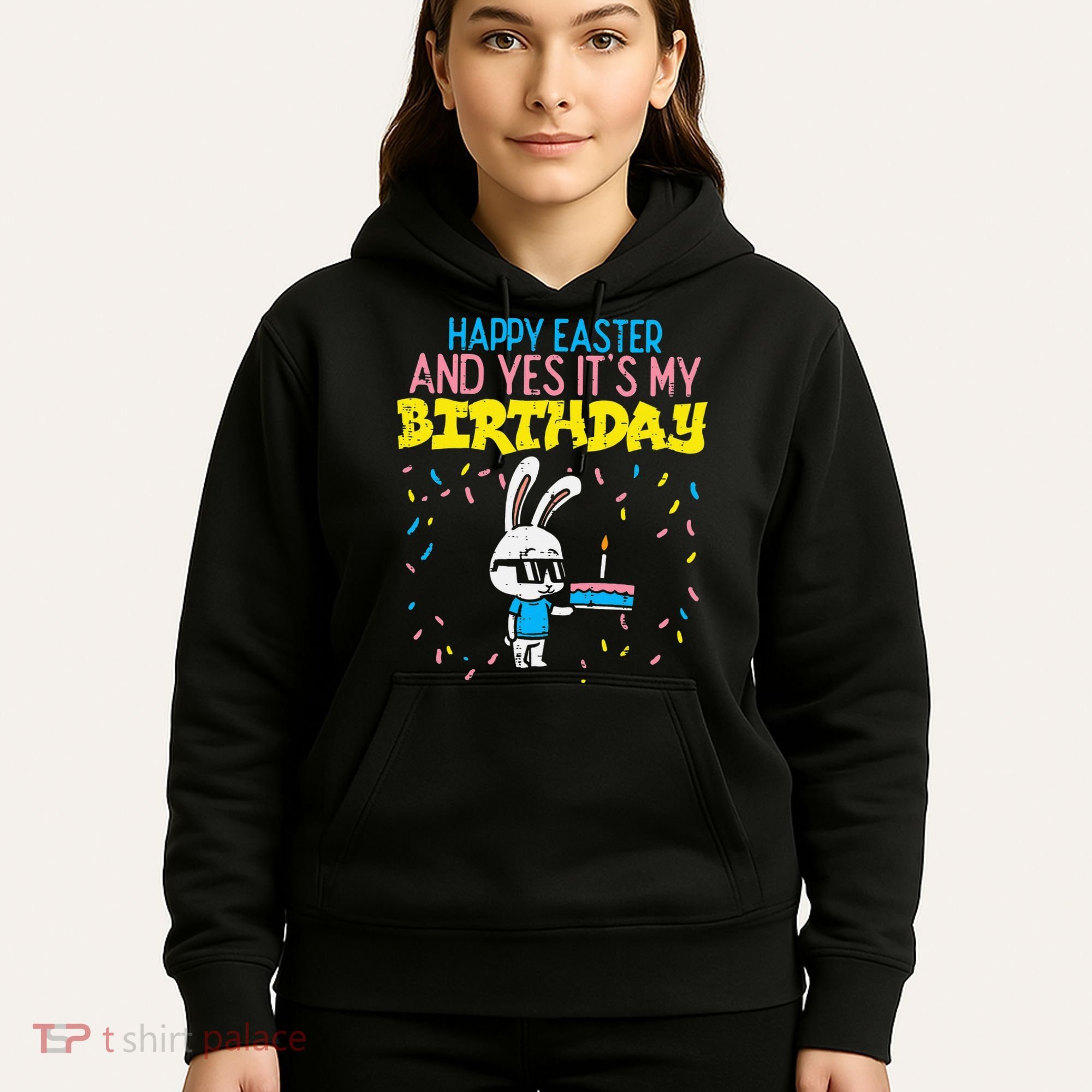 Happy Easter Birthday Bunny Cake Bday Party Hoodie