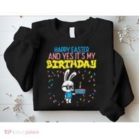 Happy Easter Birthday Bunny Cake Bday Party Sweatshirt thumb 2